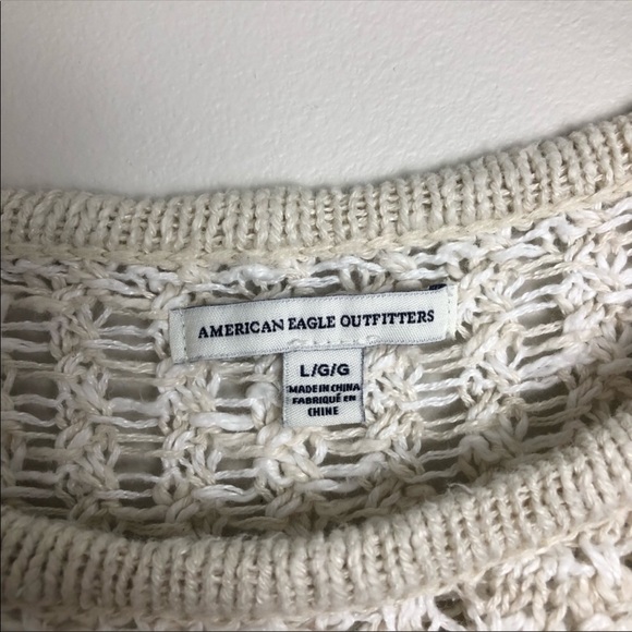 American Eagle Open Knit Cream Sweater L - Picture 3 of 3